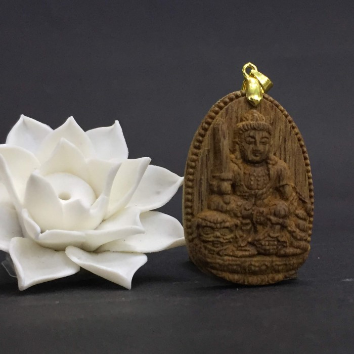 Vòng tay - Phật Văn Thù Bồ Tát làm từ trầm 30 năm (Mặt lớn) - Đeo cổ - 2